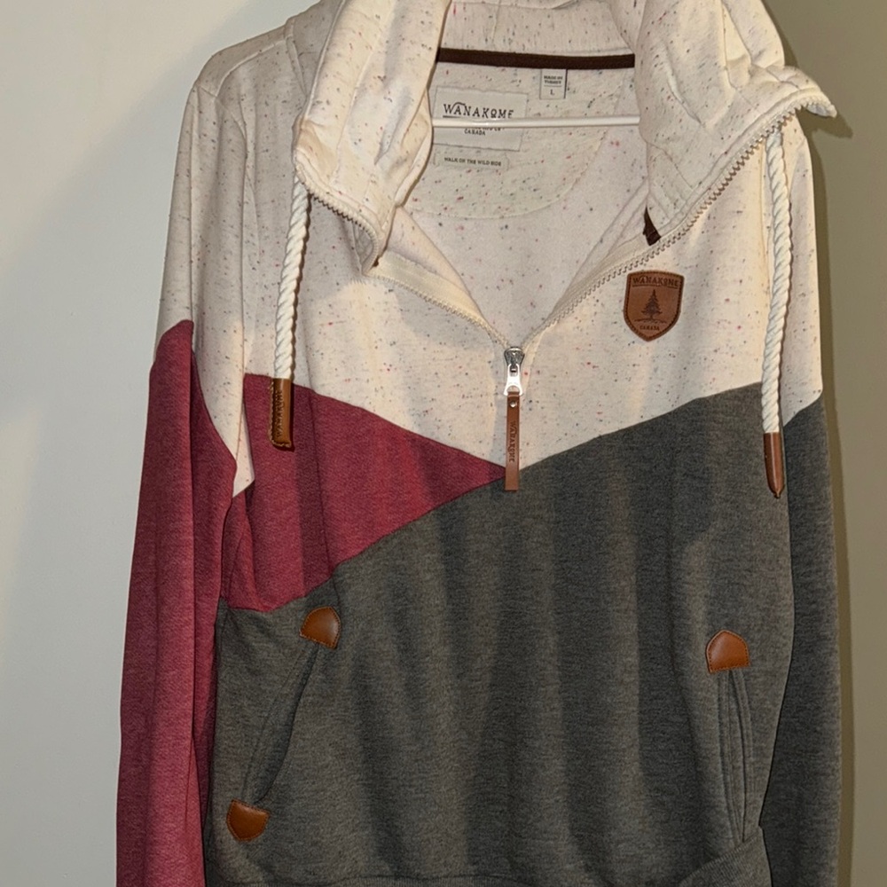 Colorblock Hoodie with Zip and Rope Detail
